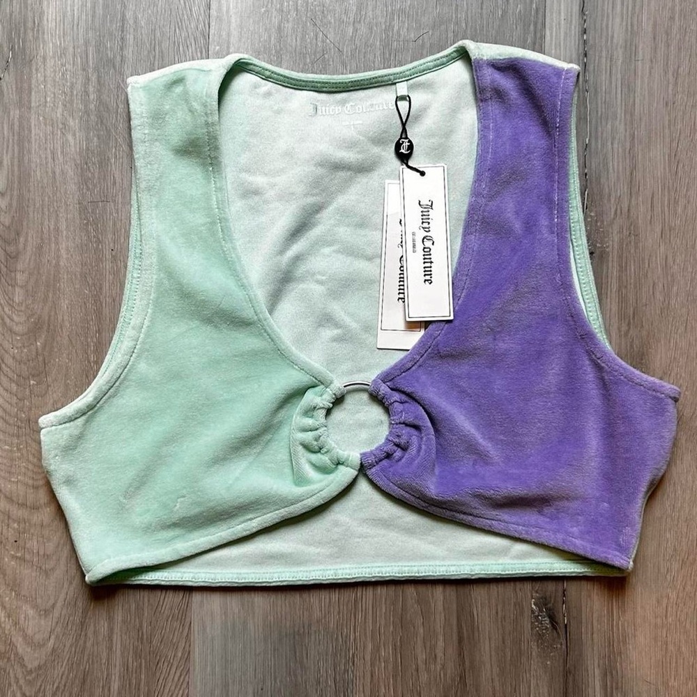 Juicy Couture Green and Purple Crop Tank with Cut Out